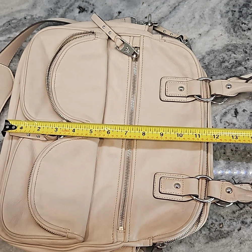 NEW Aimee Kestenberg cream Leather Lucy Satchel w/Front Pockets